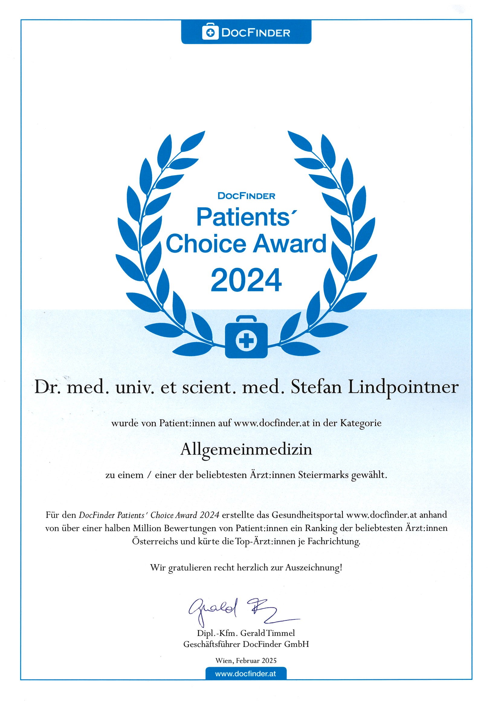 Botox Graz Docfinder Patients Choice awadrd