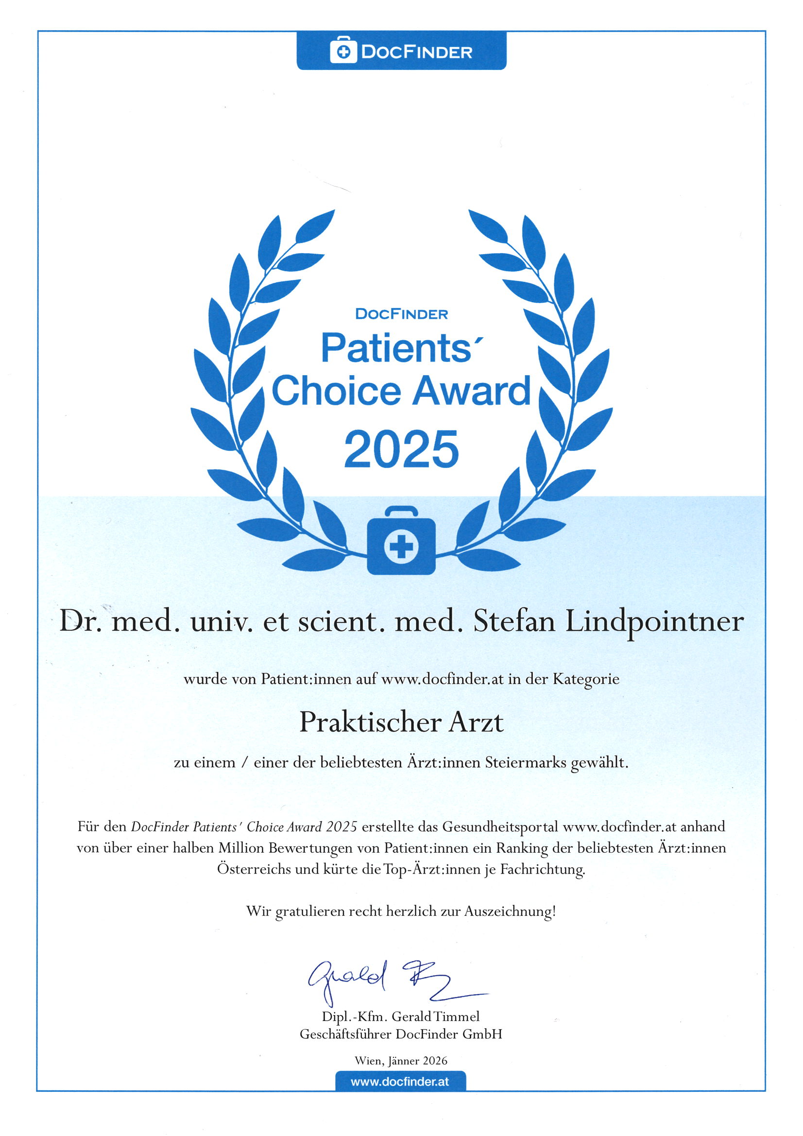 Botox Graz Docfinder Patients Choice awadrd